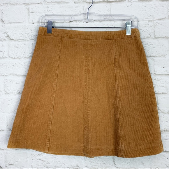Soprano Mustard Corduroy Button Front Mini Skirt M - Picture 3 of 5